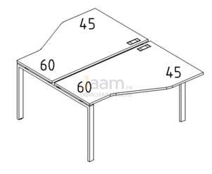 Мебель для персонала Рабочая станция со столами эргономичными "Техно"на металлокаркасе DUE Б2 188 БП